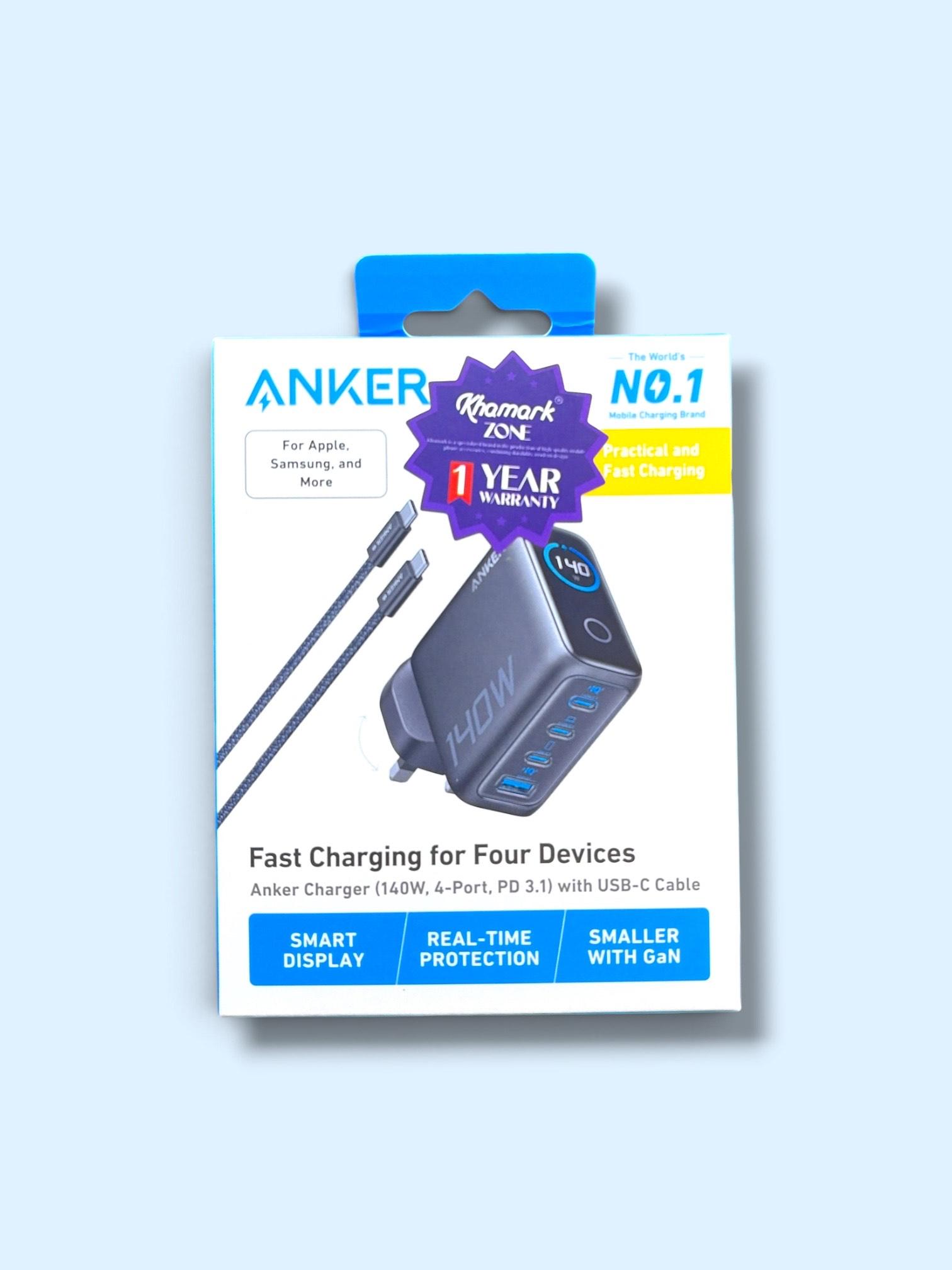 Anker 140W 4-Port Smart Charger with USB-C Cable