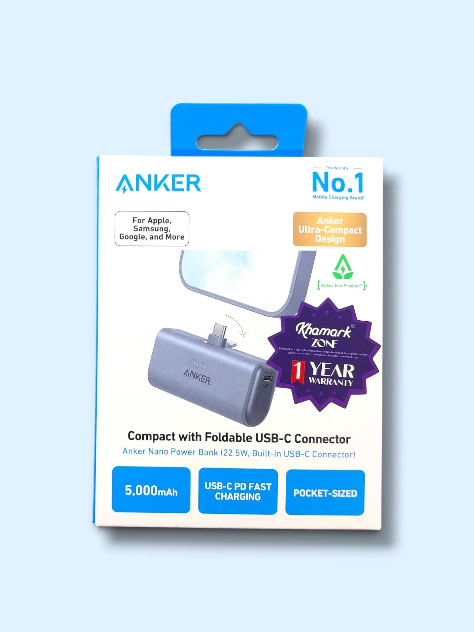 Anker Nano Power Bank 5,000mAh 22.5W with Built-In Foldable USB-C Connector